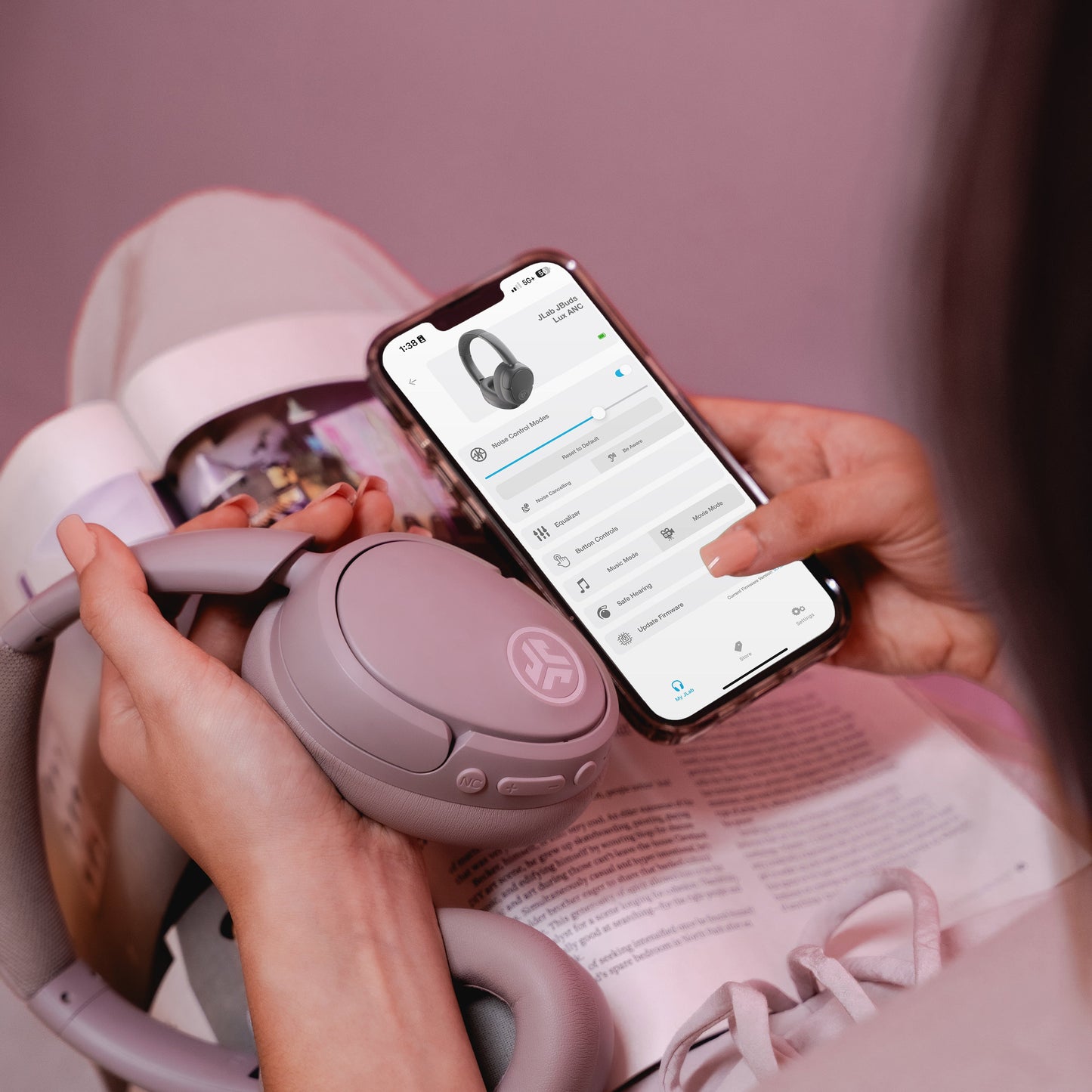 JBuds Lux ANC Headphones Mauve - BWP