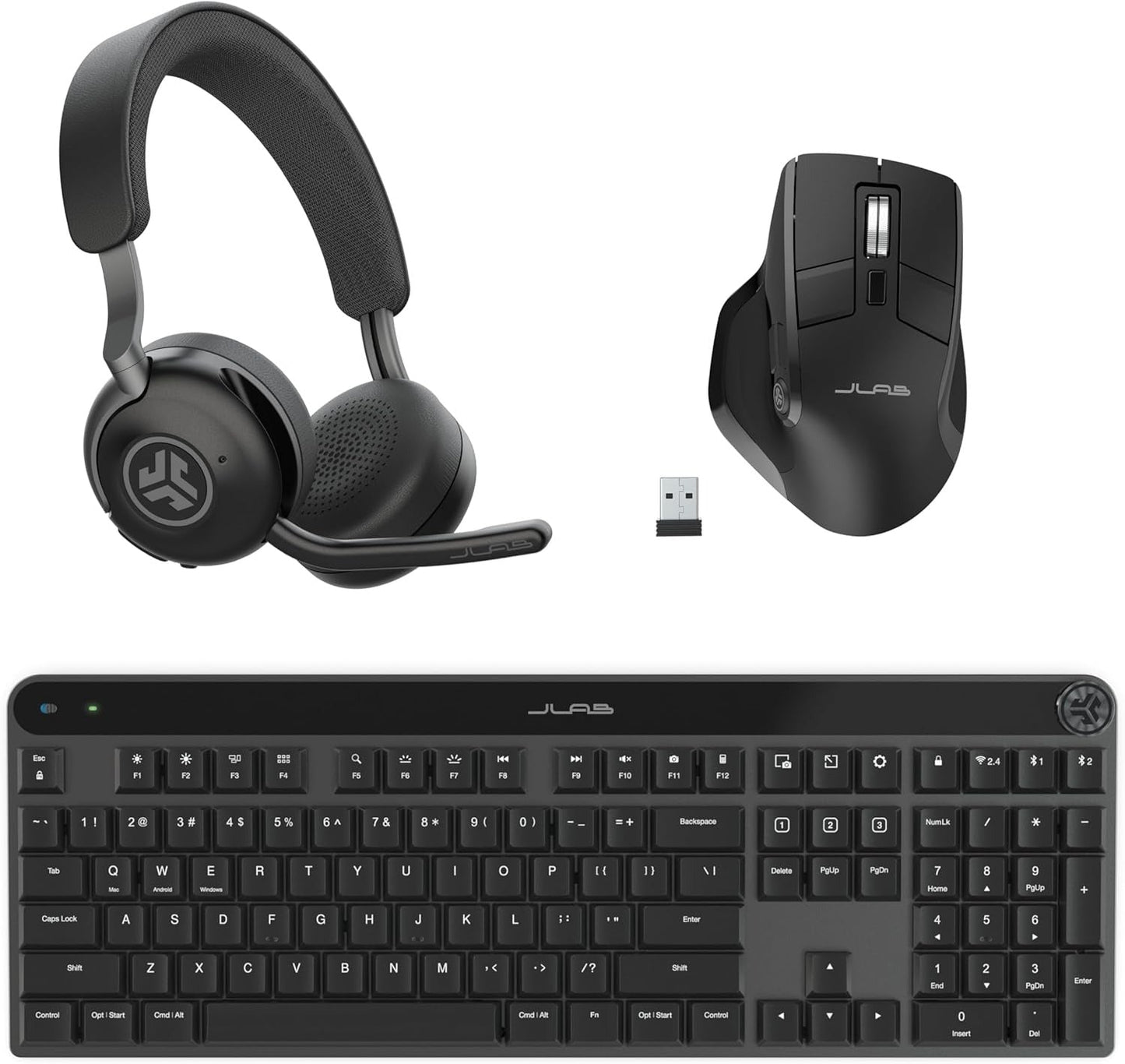 JLab Epic Work Bundle, Epic Work Wireless Headset, Epic Mechanical Keyboard and Epic Wireless Mouse